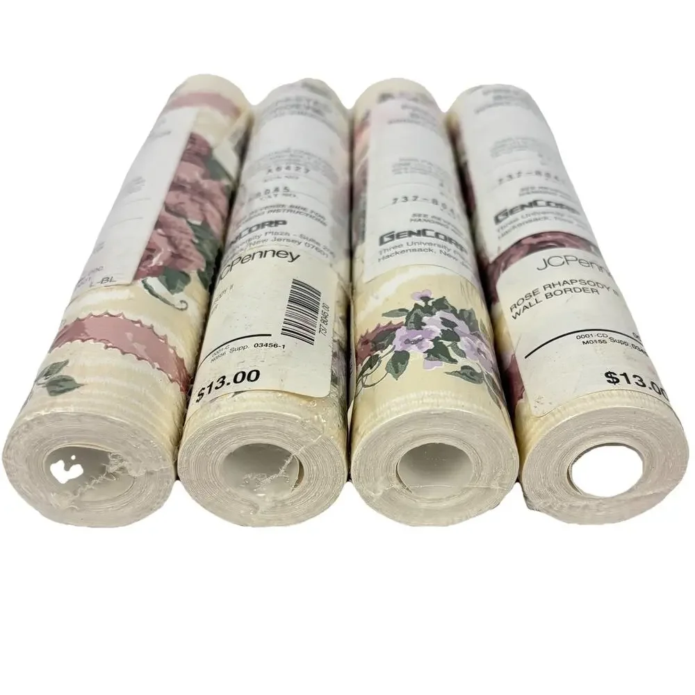 VTG JC Penney Rose Rhapsody II Wallpaper Border x4 Floral Cottagecore Sealed